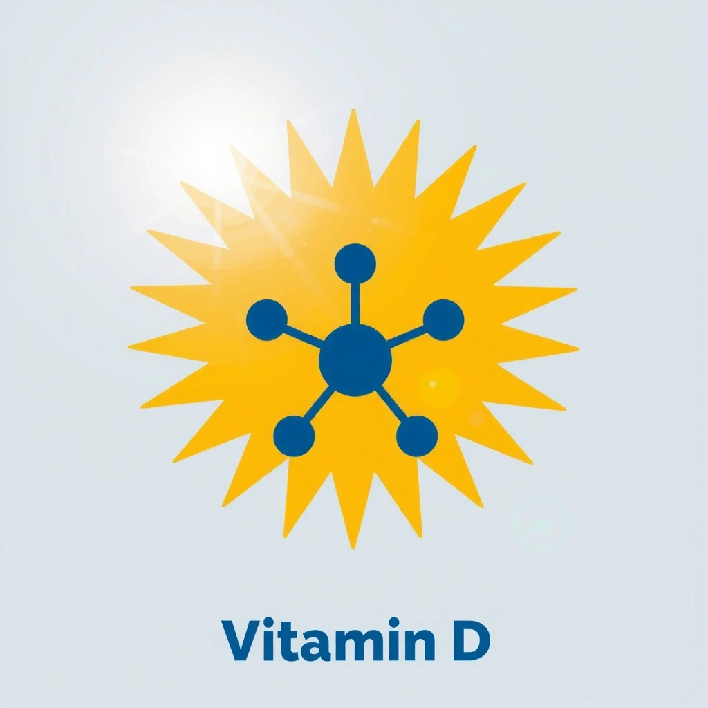 Sol y una molécula de vitamina D para representar sus beneficios en la inmunidad
