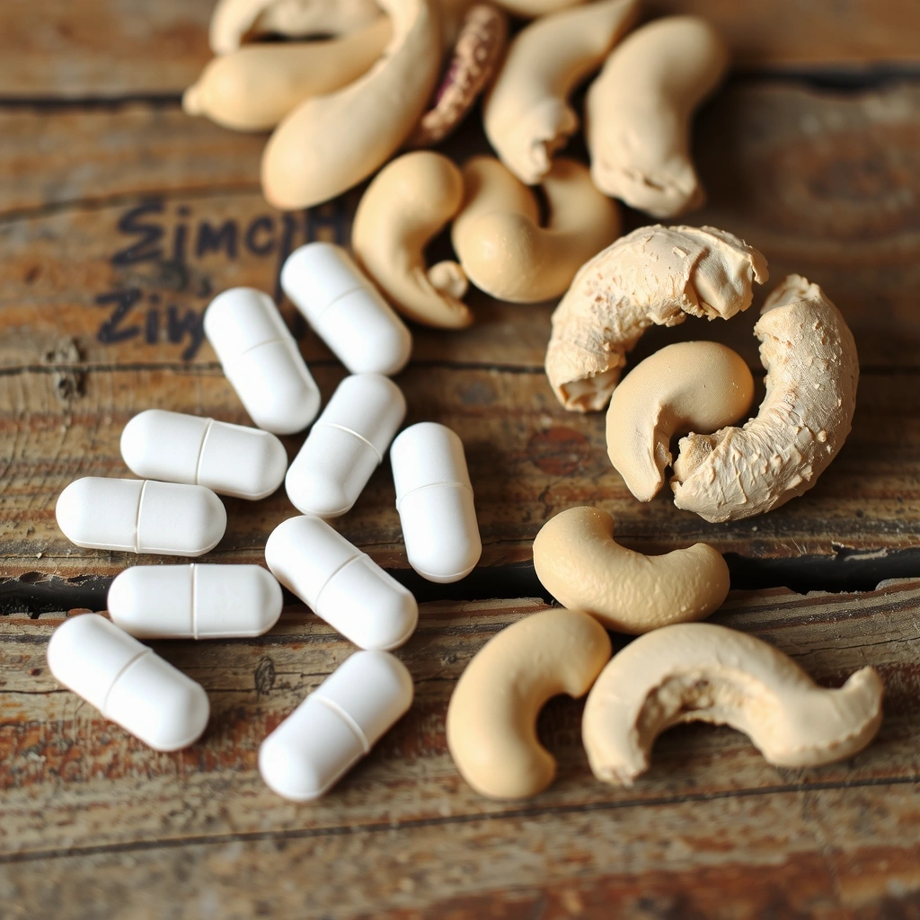 Zinc en forma de píldoras o alimentos ricos en zinc como nueces