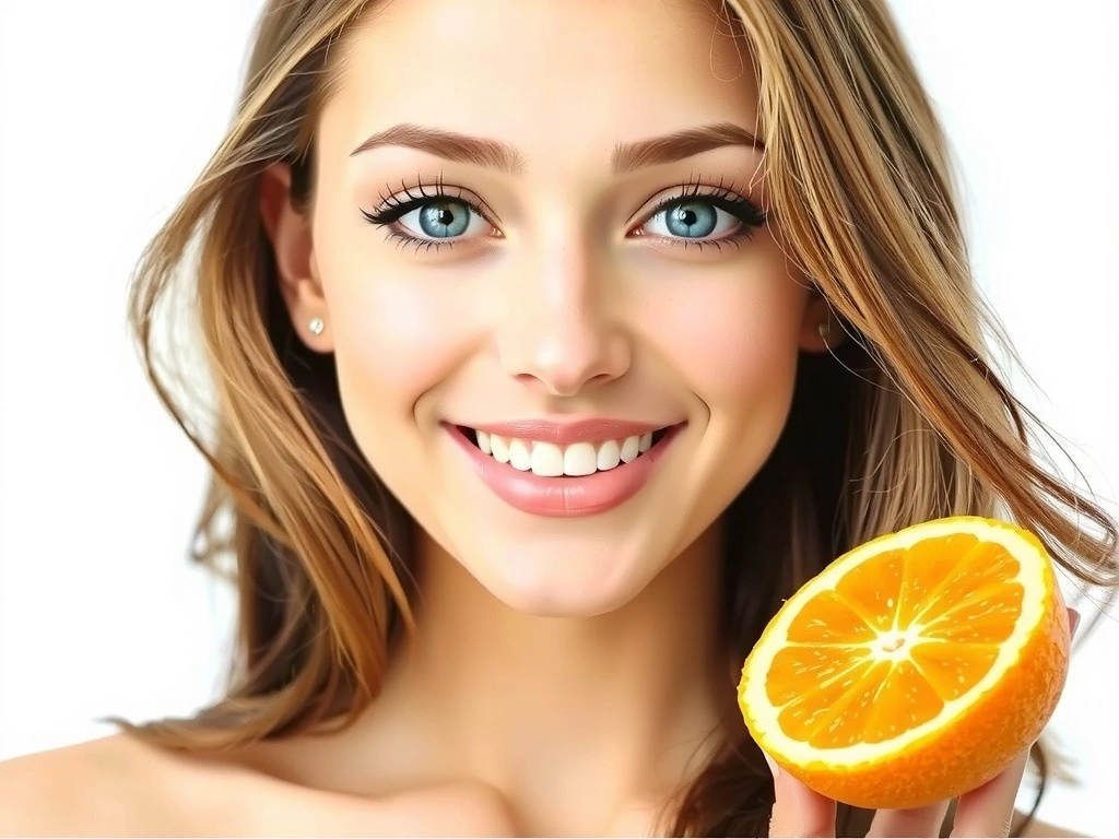 Mujer joven con piel radiante y ojos brillantes, simbolizando la salud que aporta la Vitamina A.